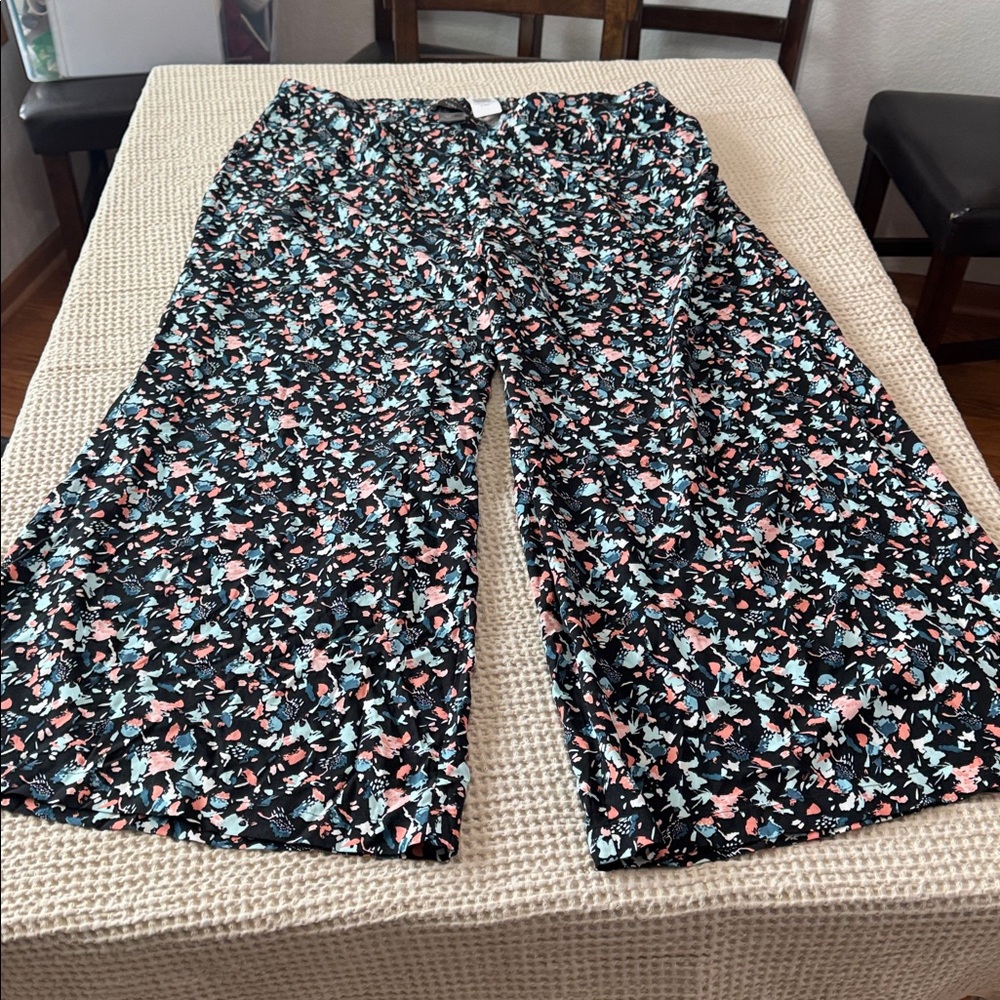 Women’s Plus Size Teal Wide-Leg Pants with Pattern